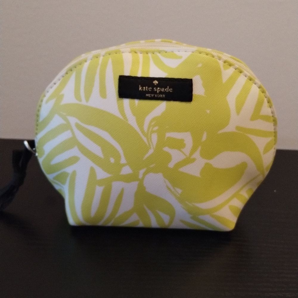 Kate Spade Citron & White Palm Print Cosmetics Bag
